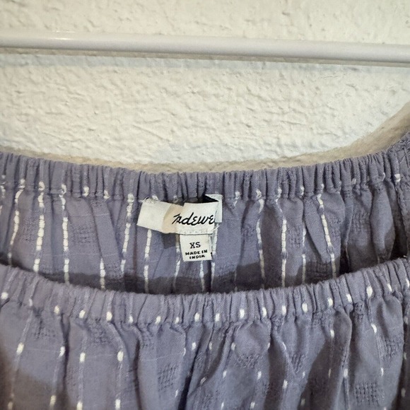 Madewell Smocked-Waist Crop Top in Textured Dot Size Xs Purple New Polka Dot - Picture 3 of 8